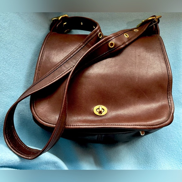 Coach Handbags - RARE Vintage COACH Stewardess Bag 9525 MAHOGANY Brown Leather SADDLE made in USA